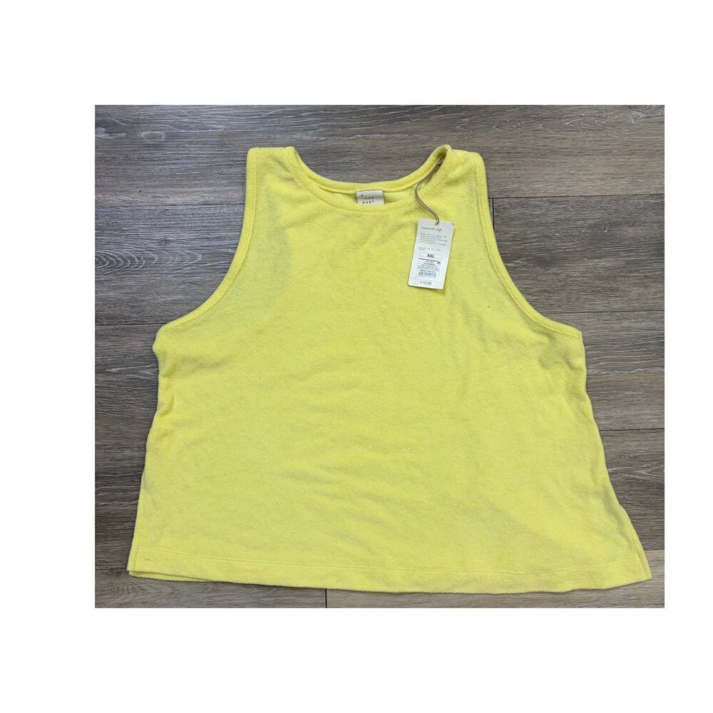 A New Day Terry Cloth Tank Top Yellow Sleeveless Lounge Athleisure XXL, NWT